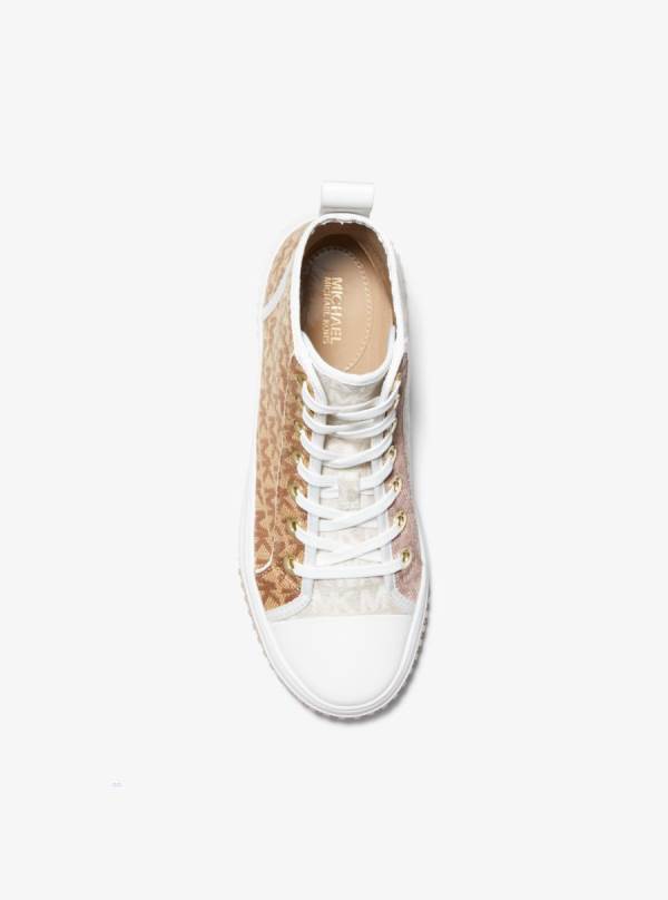 Damske Tenisky Michael Kors Gertie Color-Block Logo Jacquard High-Top Hnede - Topanky Michael Kors Vypredaj | PZNHK-7056